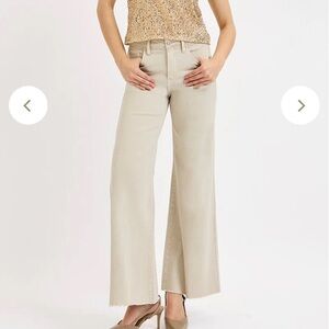 Wide Leg Beige Jeans